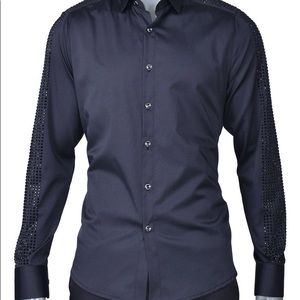 Mondo Black Rhinestone Long Sleeve Shirt Size 2XL